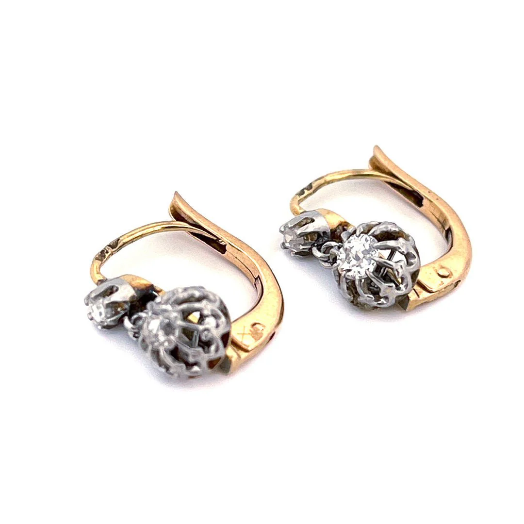 Boucles d'oreilles Dormeuses en or jaune et diamants
