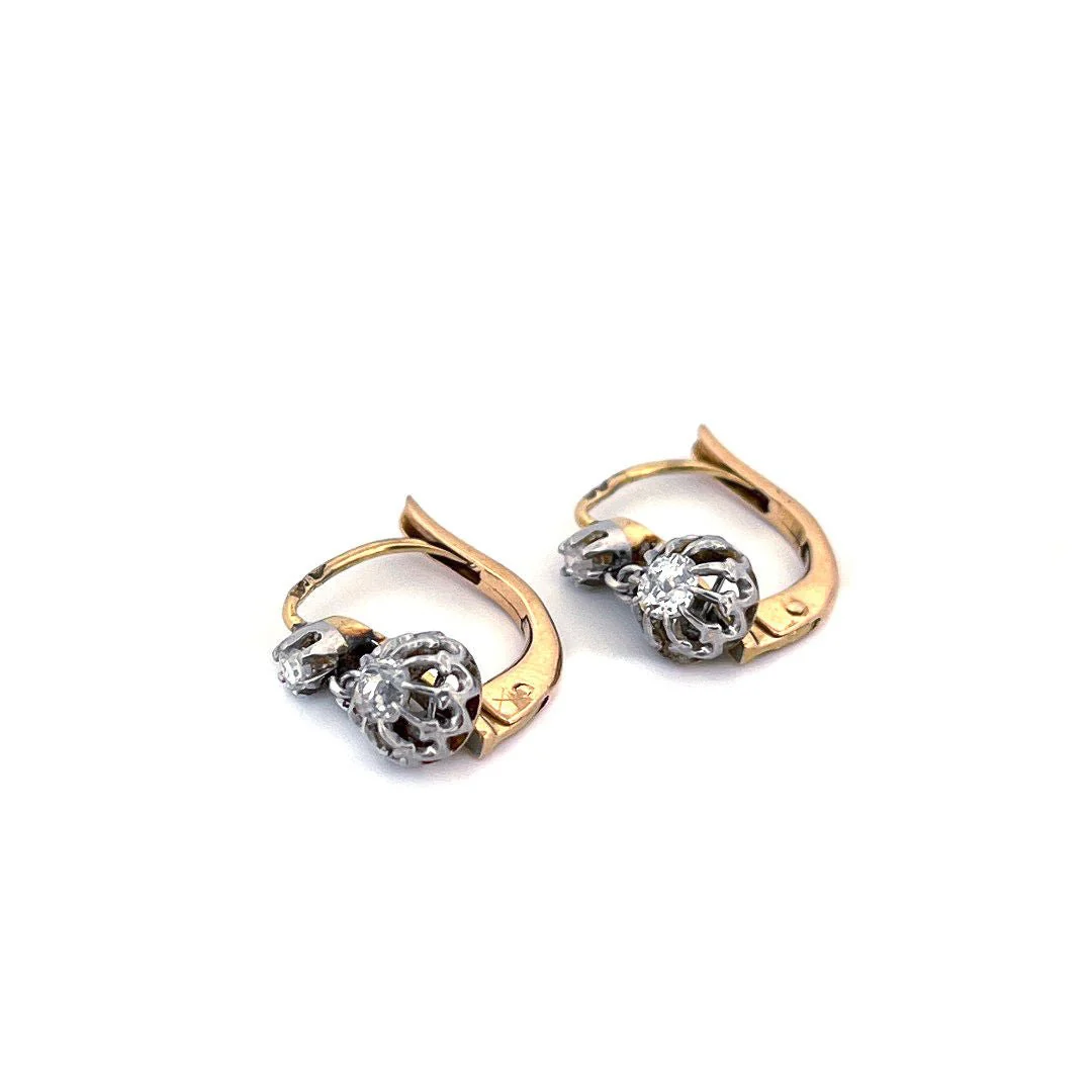 Boucles d'oreilles Dormeuses en or jaune et diamants - Image 2