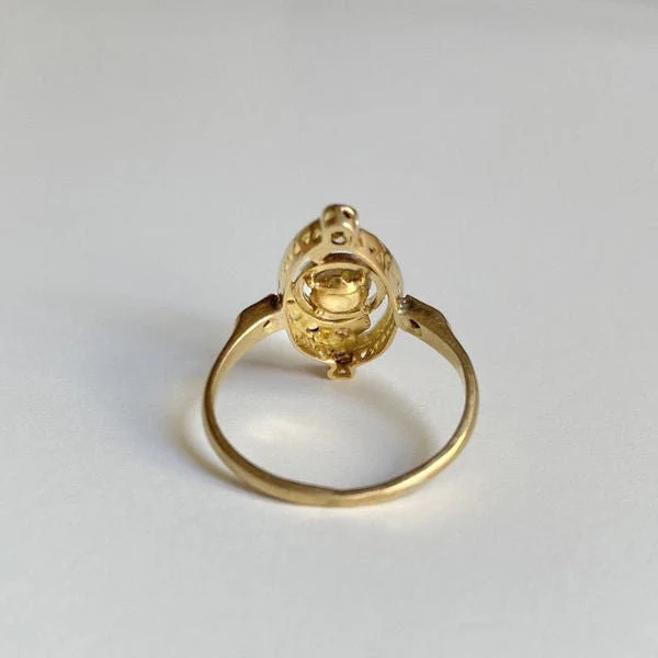 Bague en or jaune, platine, perle et diamants - Image 4