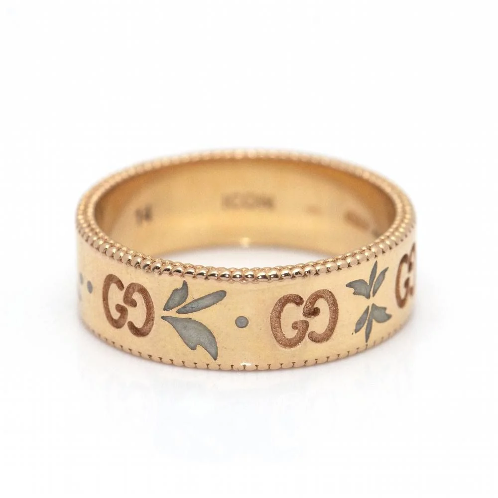 Bague GUCCI en or rose et émail d'occasion - Image 2