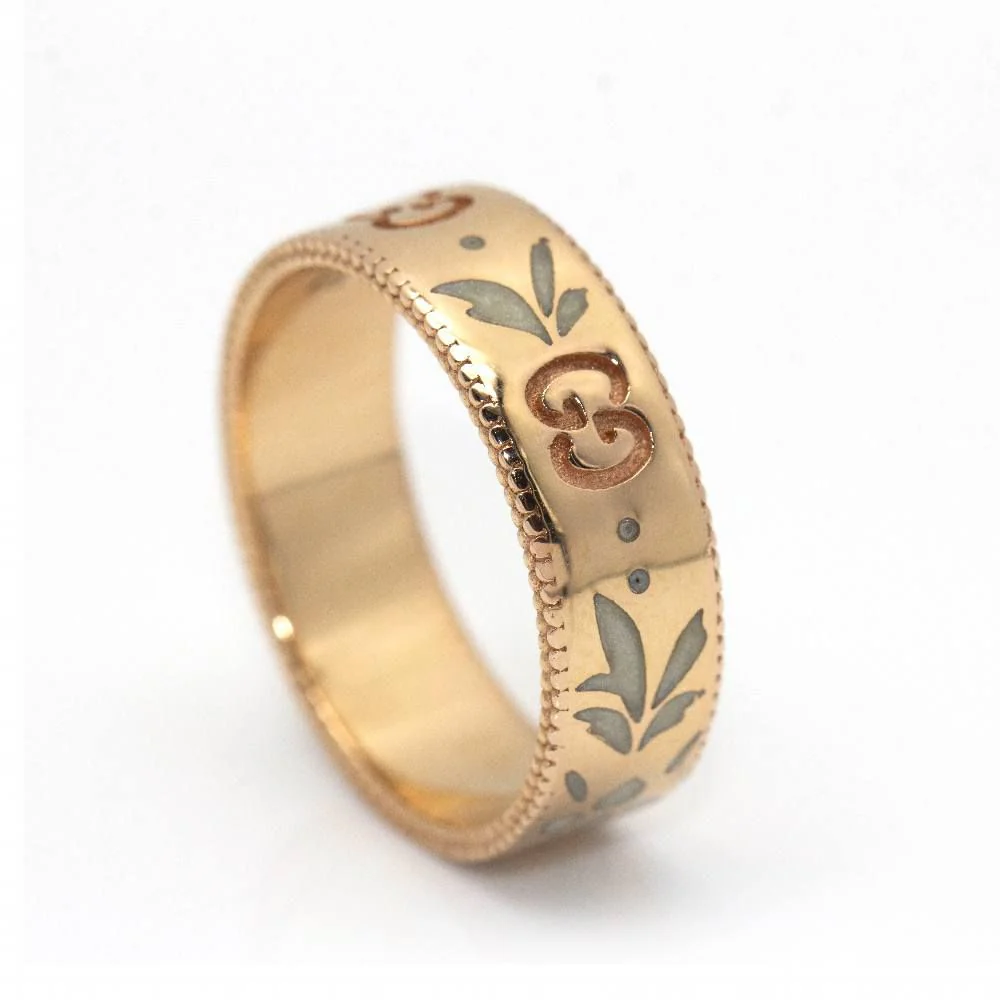 Bague GUCCI en or rose et émail d'occasion - Image 4