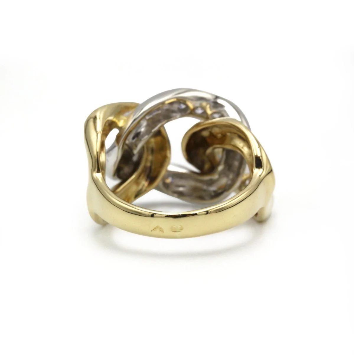 Bague maille en or jaune et blanc et diamants - Image 3