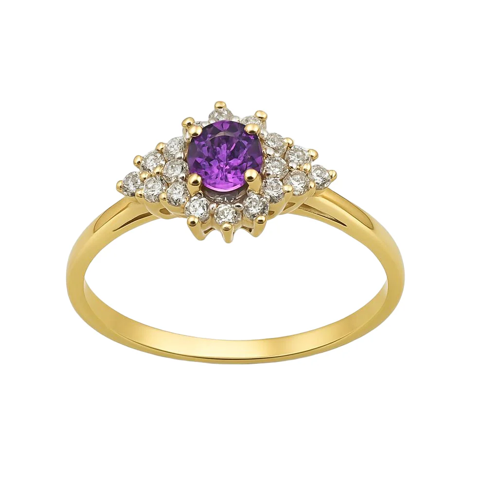Bague en or jaune, saphir et diamants