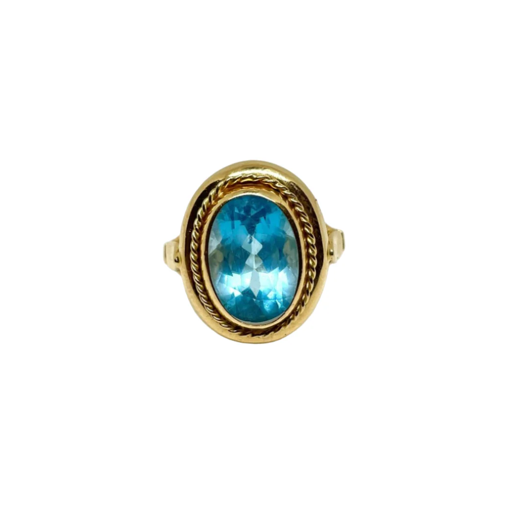 Bague Pompadour en or jaune et topaze
