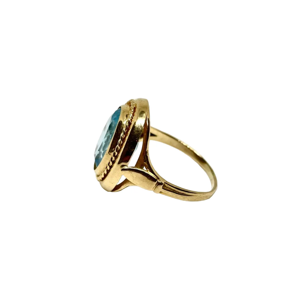 Bague Pompadour en or jaune et topaze - Image 2