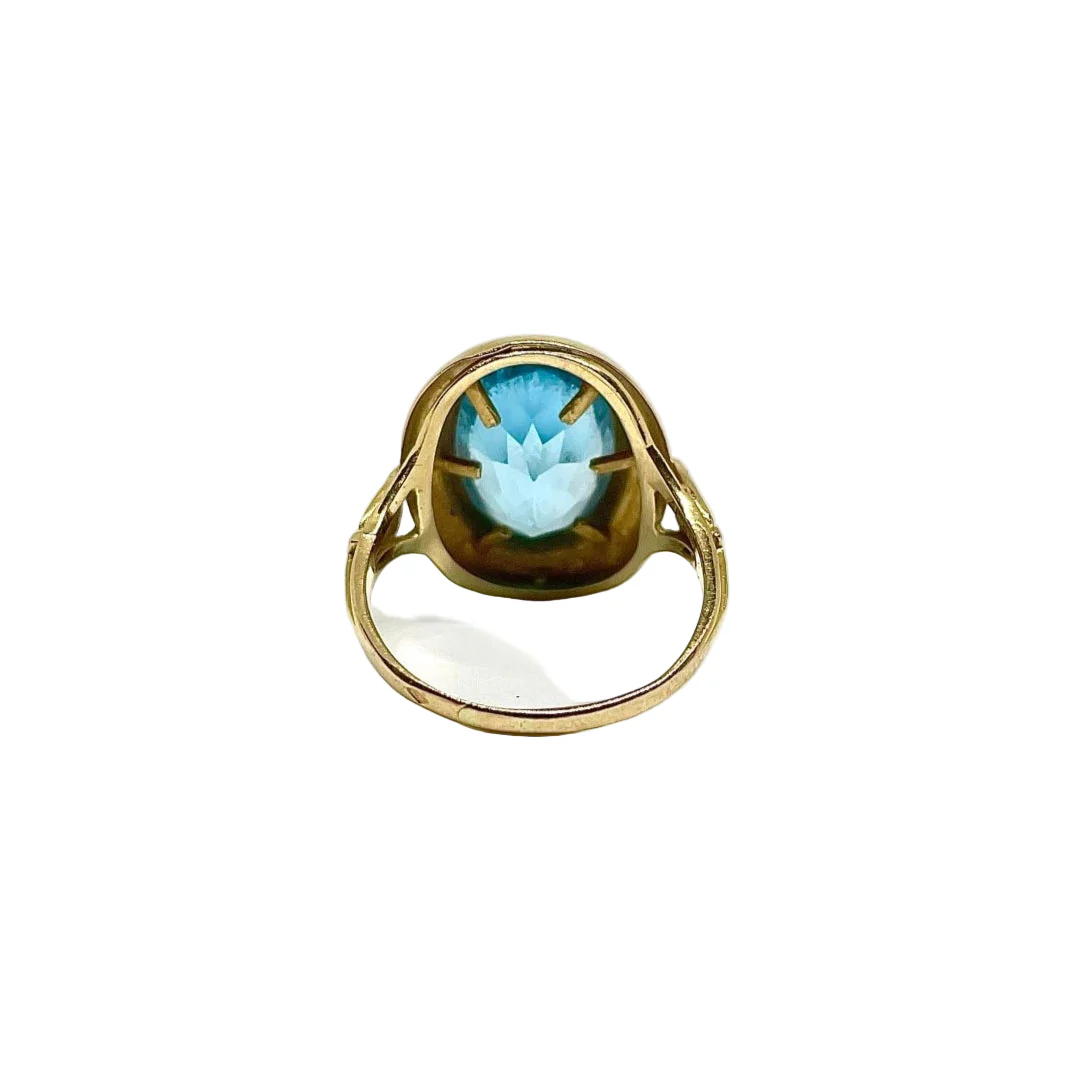 Bague Pompadour en or jaune et topaze - Image 3
