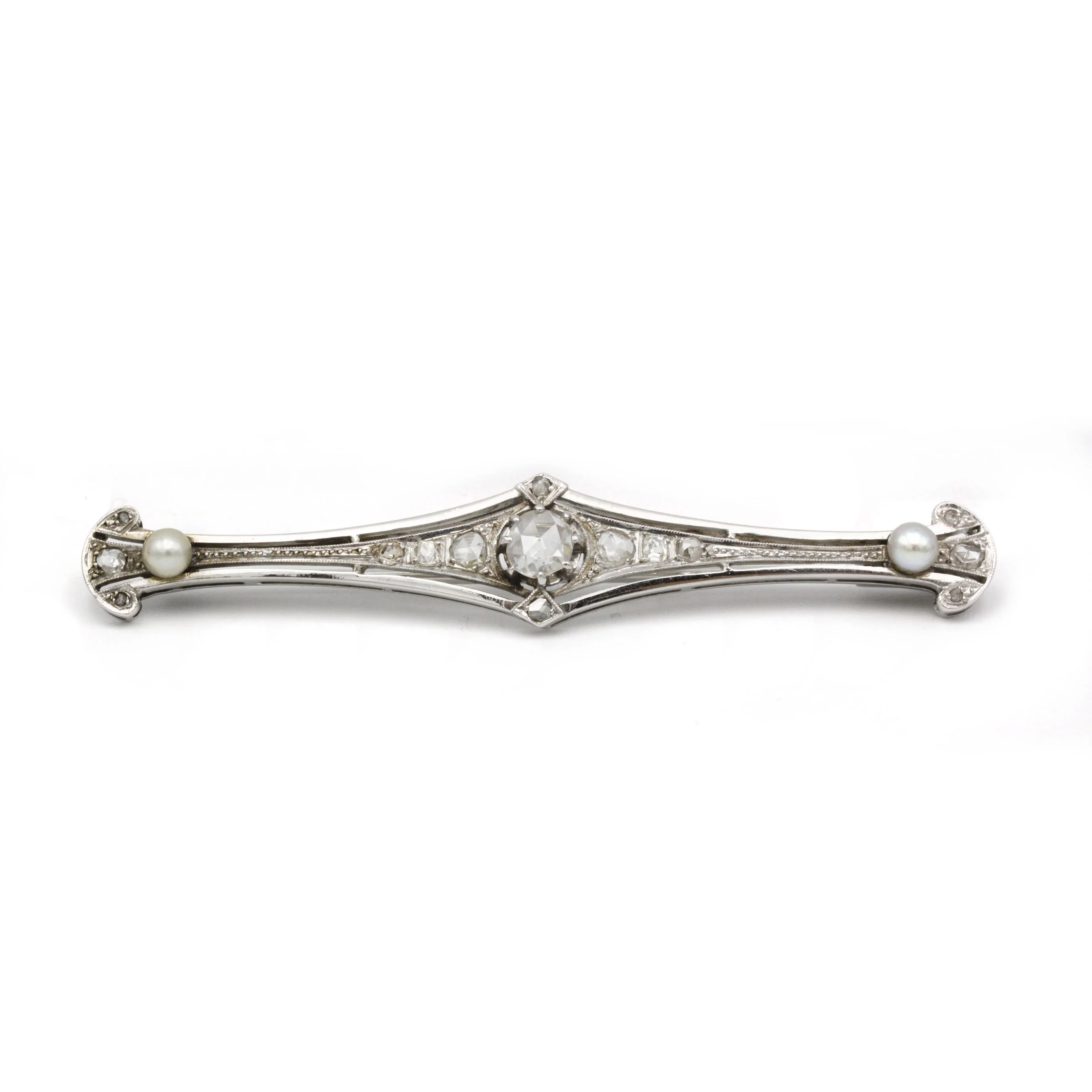 Broche - Or, diamants et perles
