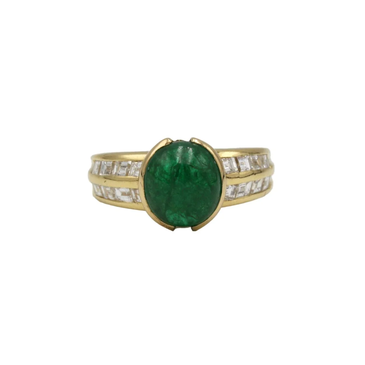 Bague Bandeau en or jaune, émeraude et diamants