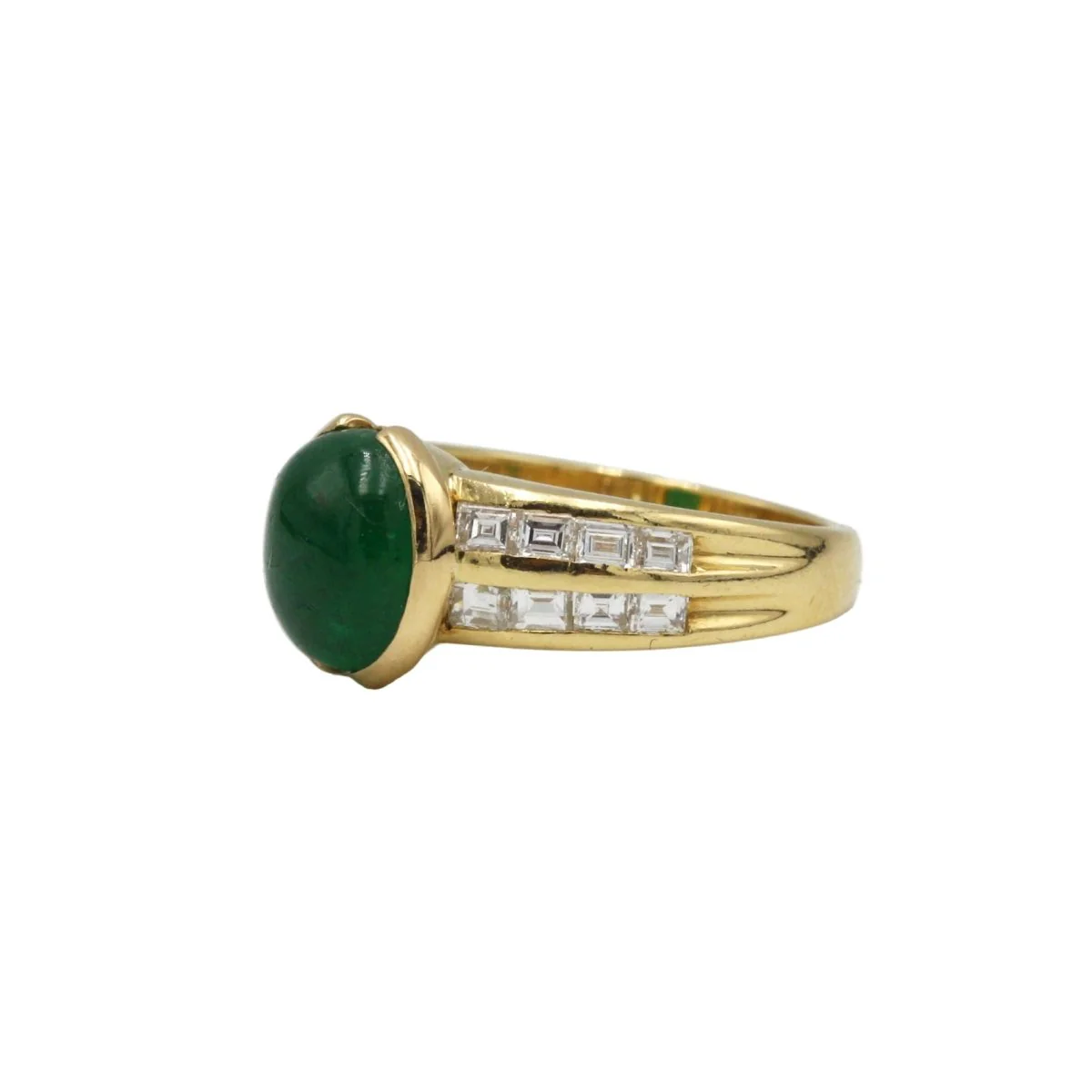Bague Bandeau en or jaune, émeraude et diamants - Image 2