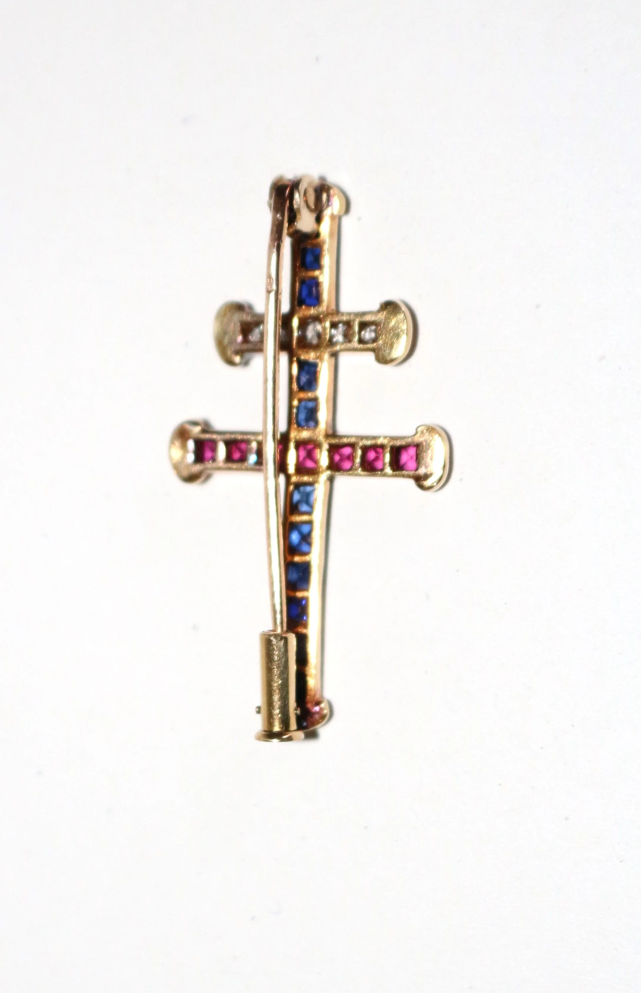 Croix De Lorraine Rubis, Saphirs, Diamants Or Jaune - Image 6