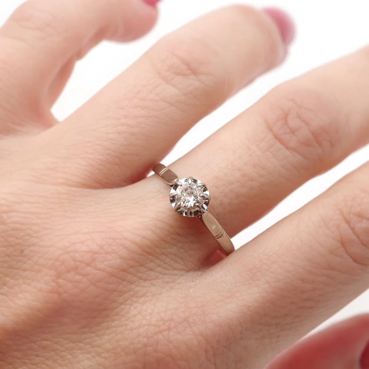 Bague Solitaire en platine et diamant - Image 2
