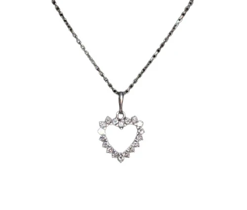 Collier Pendentif Coeur en or blanc et en diamants - Image 2