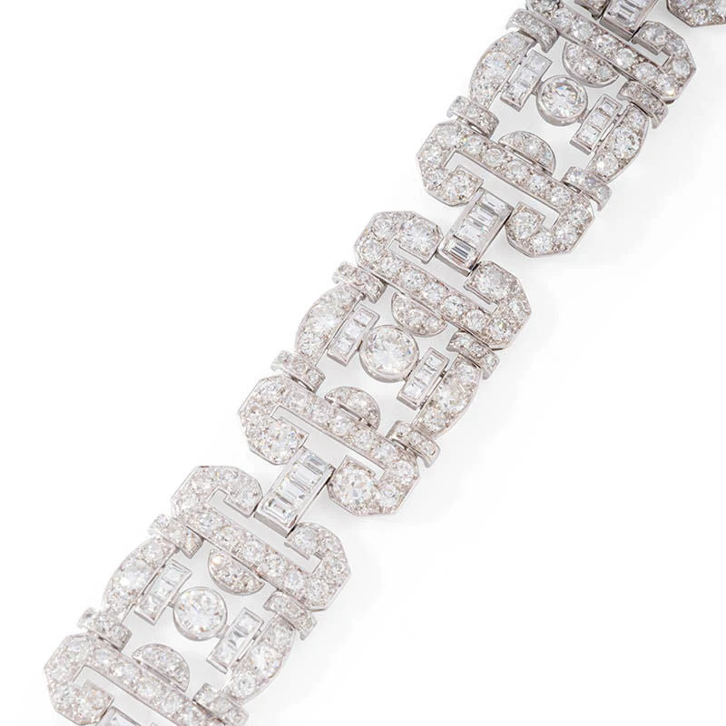 Bracelet Art Déco en platine  et diamants - Image 3