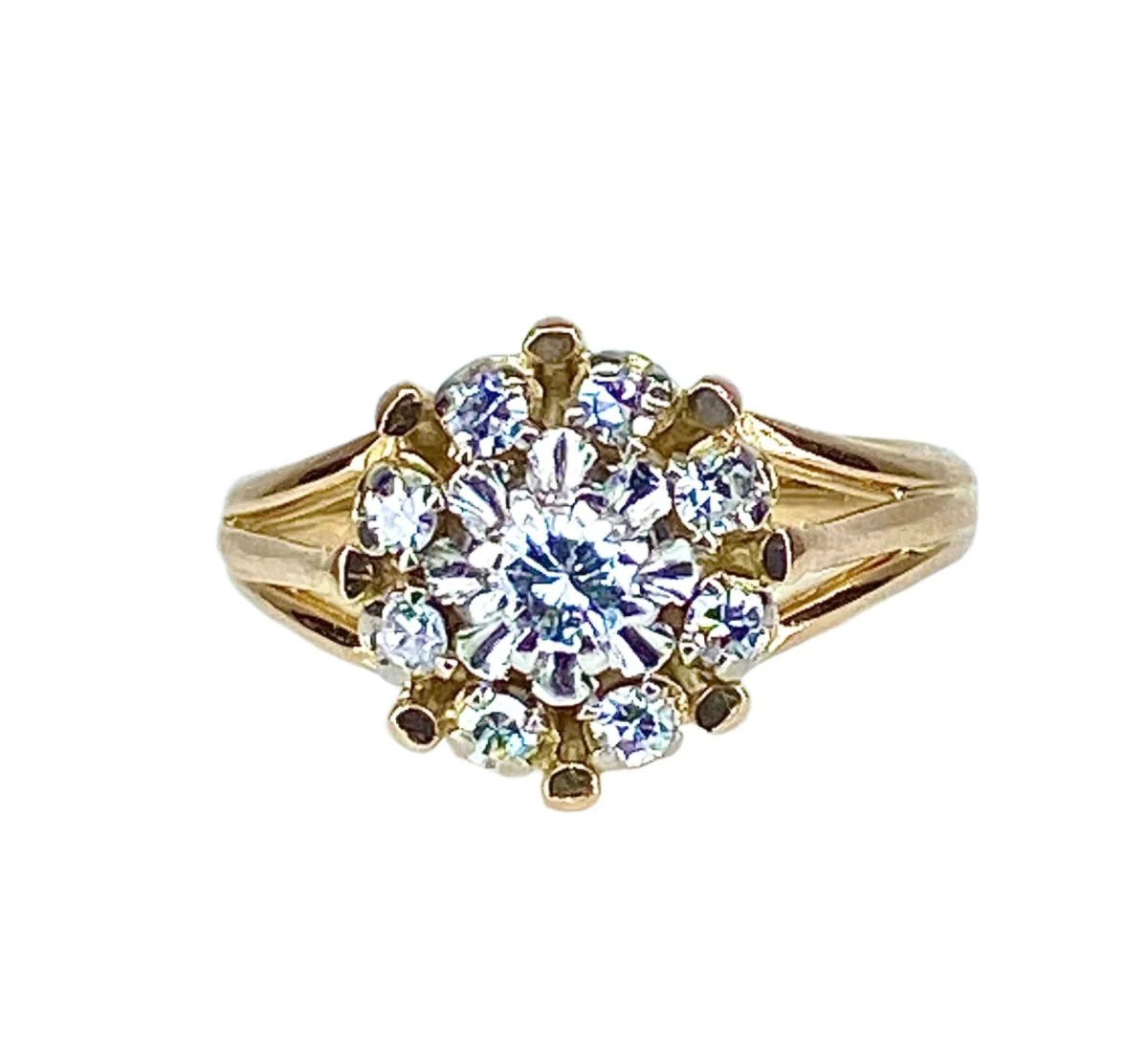 Bague marguerite en or 18 carats et diamants