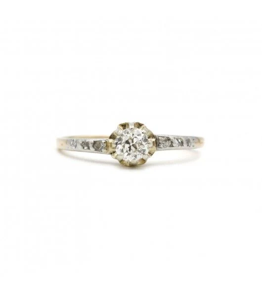 Bague - Or. Platine & diamants