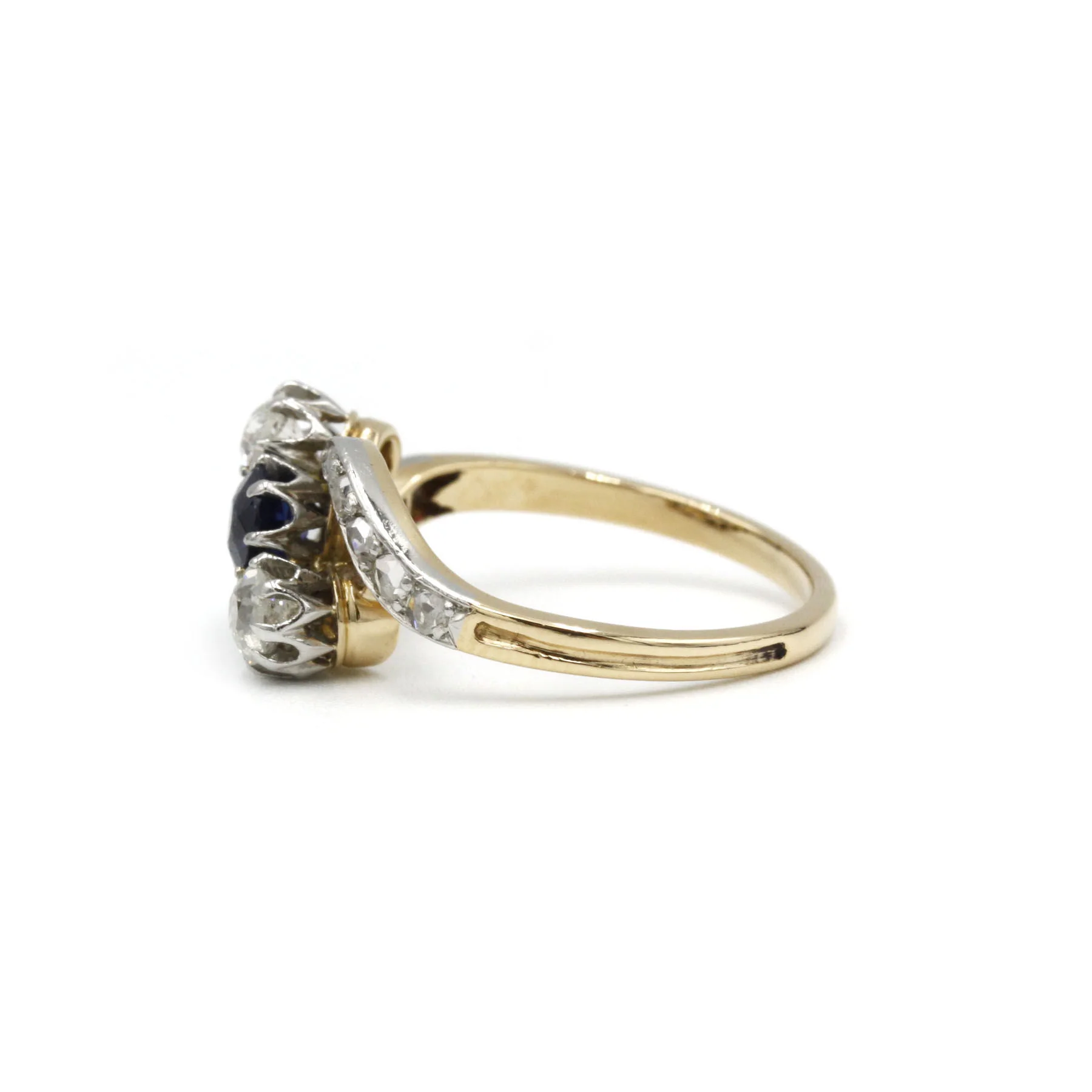 Bague - Or, Platine, Saphir & Diamants - Image 2