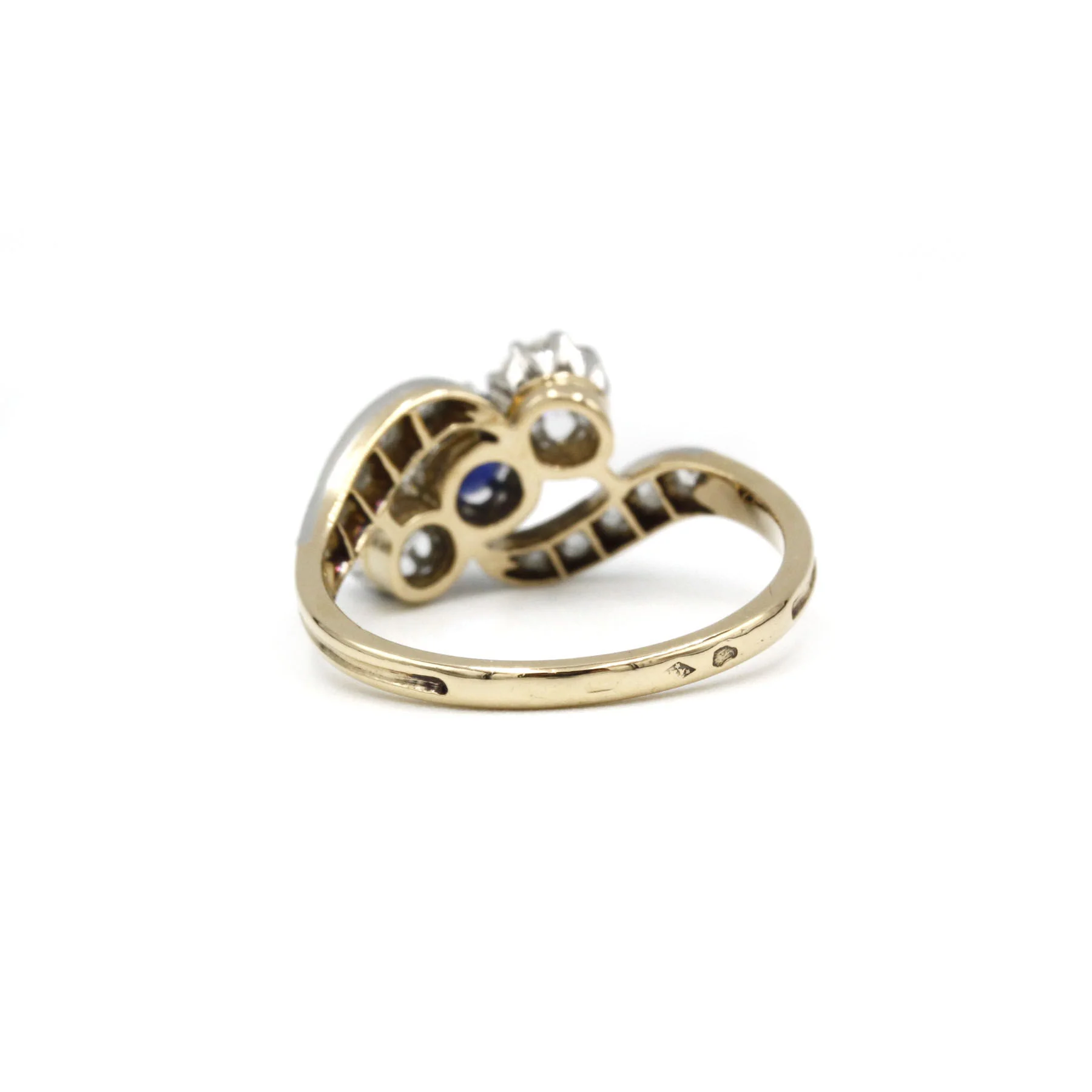 Bague - Or, Platine, Saphir & Diamants - Image 3