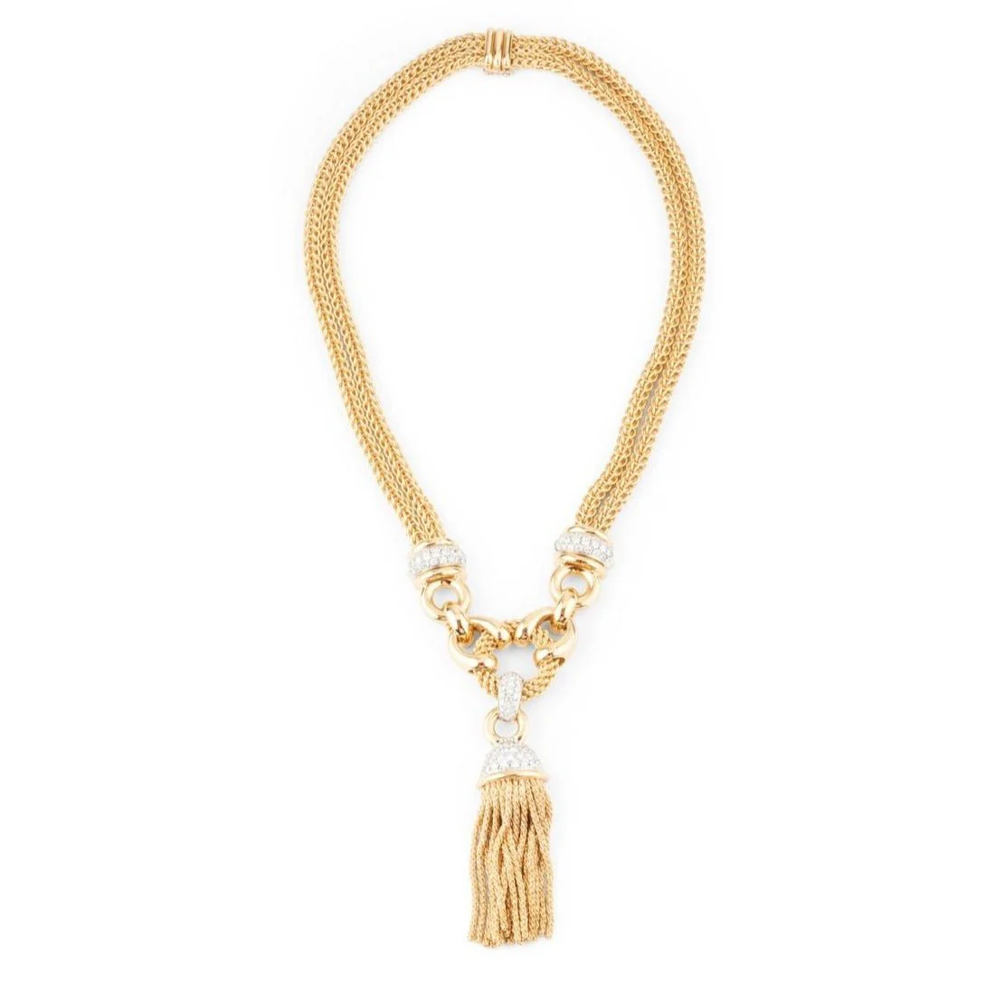 Collier Pompon en or jaune et diamants