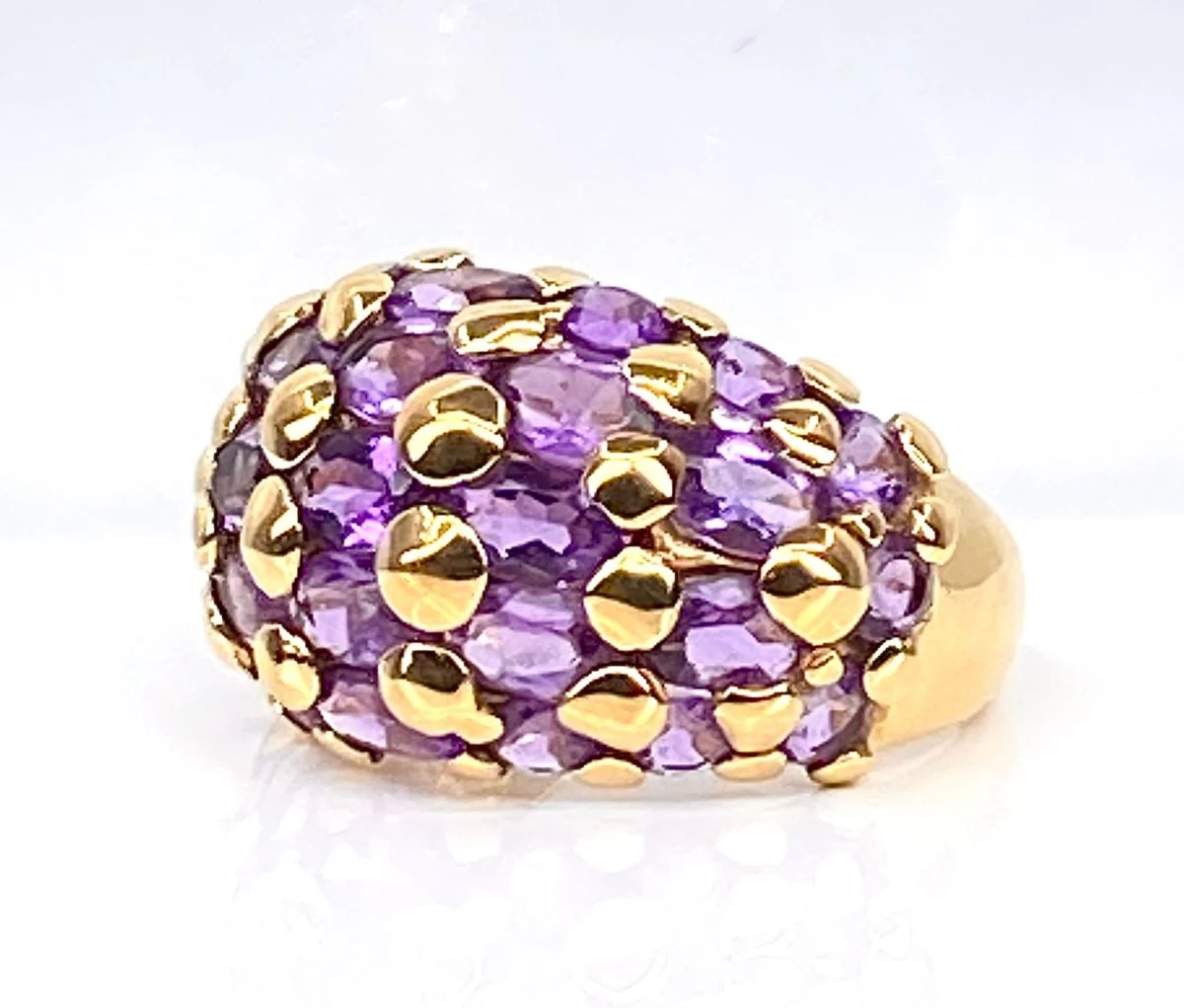 Bague en or jaune 18 carats sertie de 29 améthystes - Image 2
