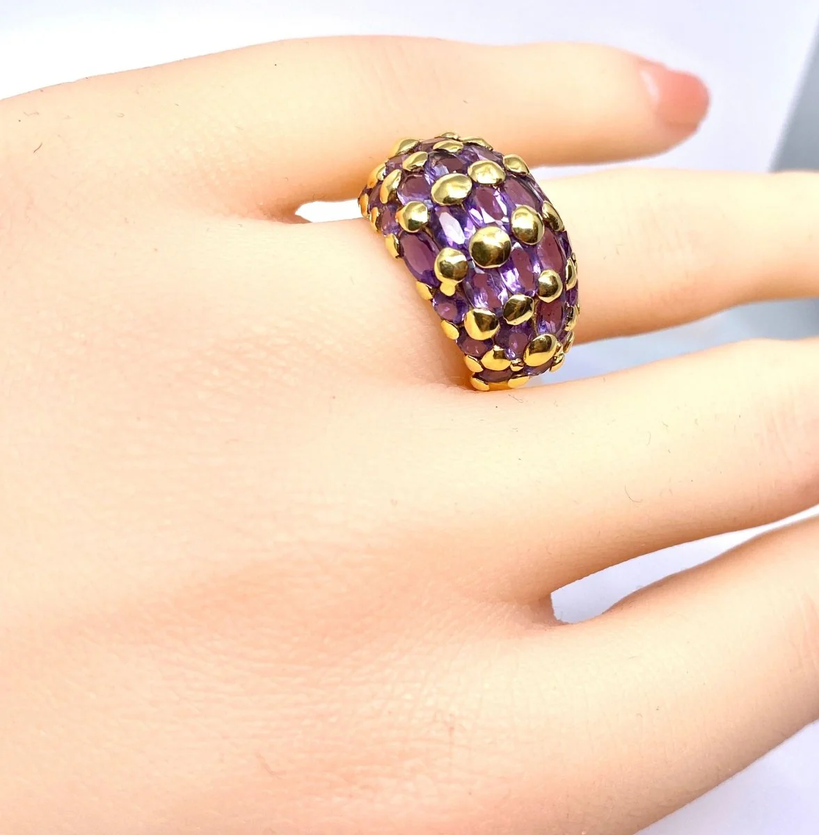 Bague en or jaune 18 carats sertie de 29 améthystes - Image 3