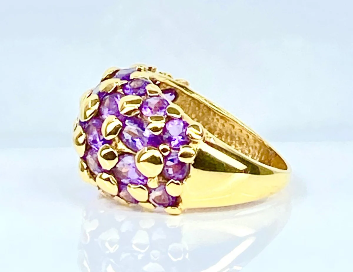 Bague en or jaune 18 carats sertie de 29 améthystes - Image 4