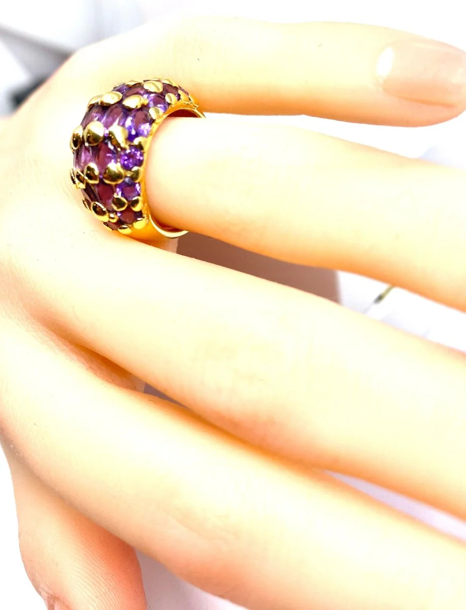 Bague en or jaune 18 carats sertie de 29 améthystes - Image 5