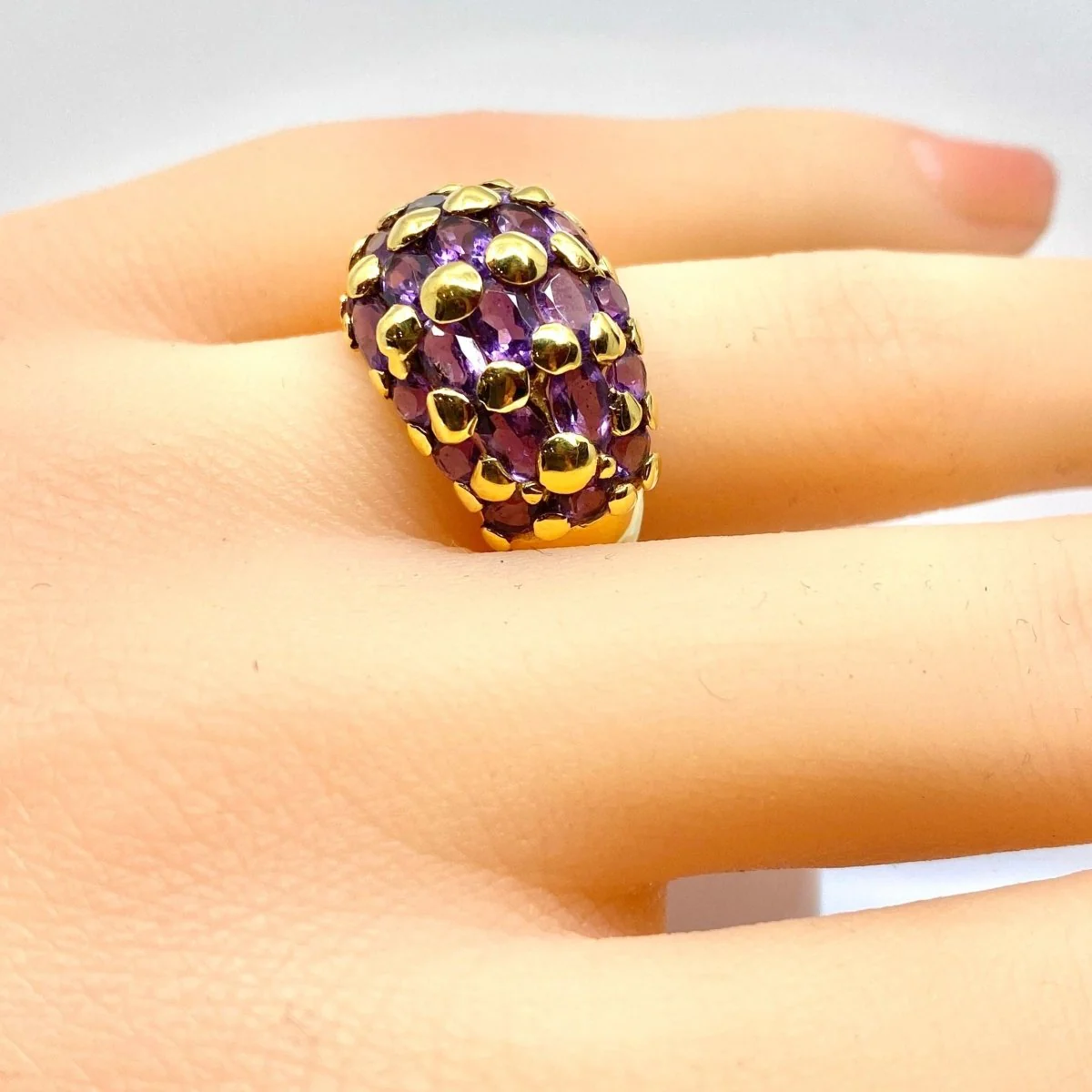 Bague en or jaune 18 carats sertie de 29 améthystes - Image 7