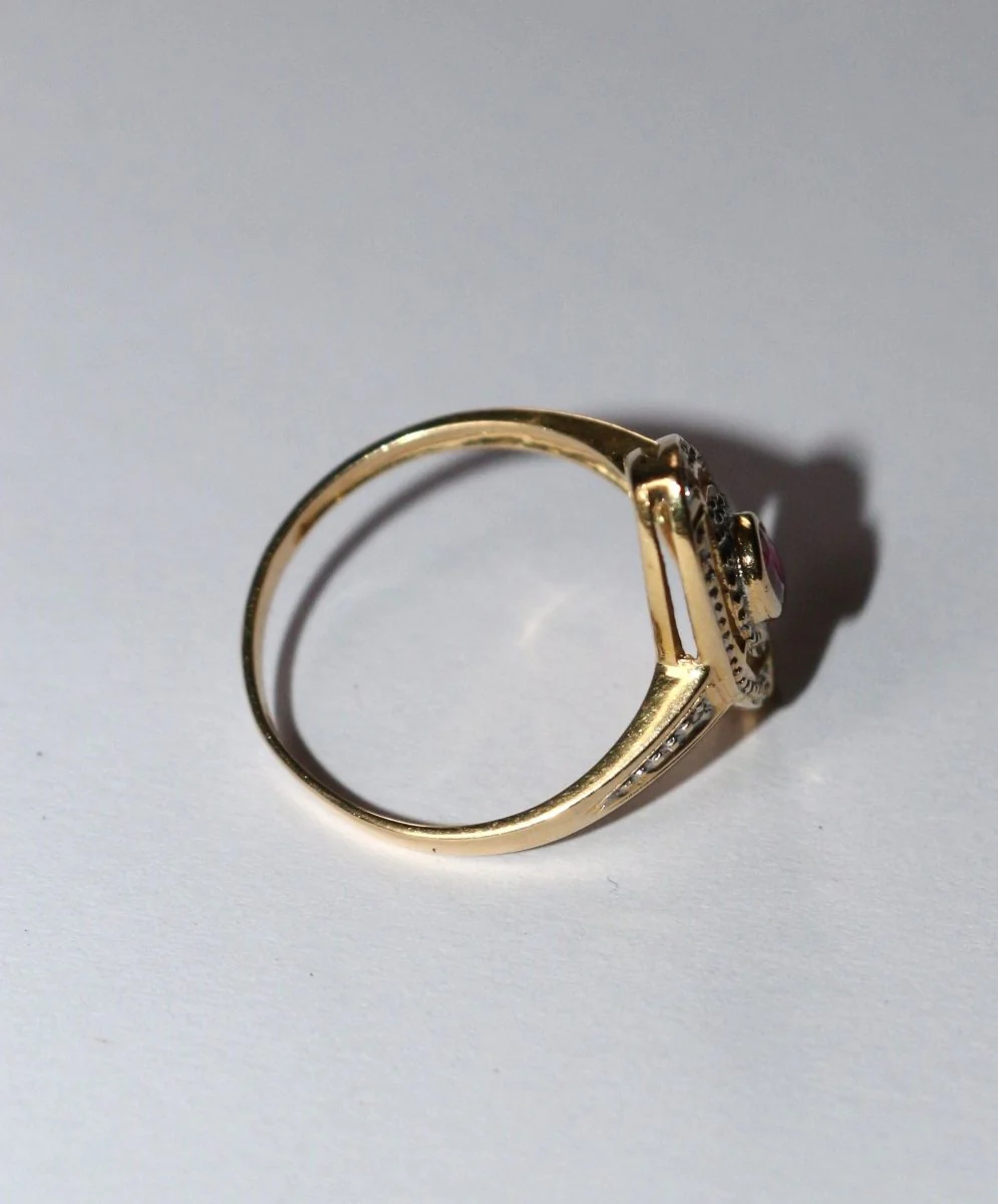 Bague marquise rubis diamants - Image 7