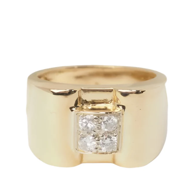 Bague Tank en or jaune et diamants