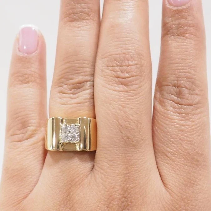 Bague Tank en or jaune et diamants - Image 2