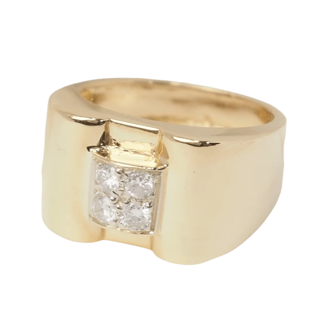 Bague Tank en or jaune et diamants - Image 3