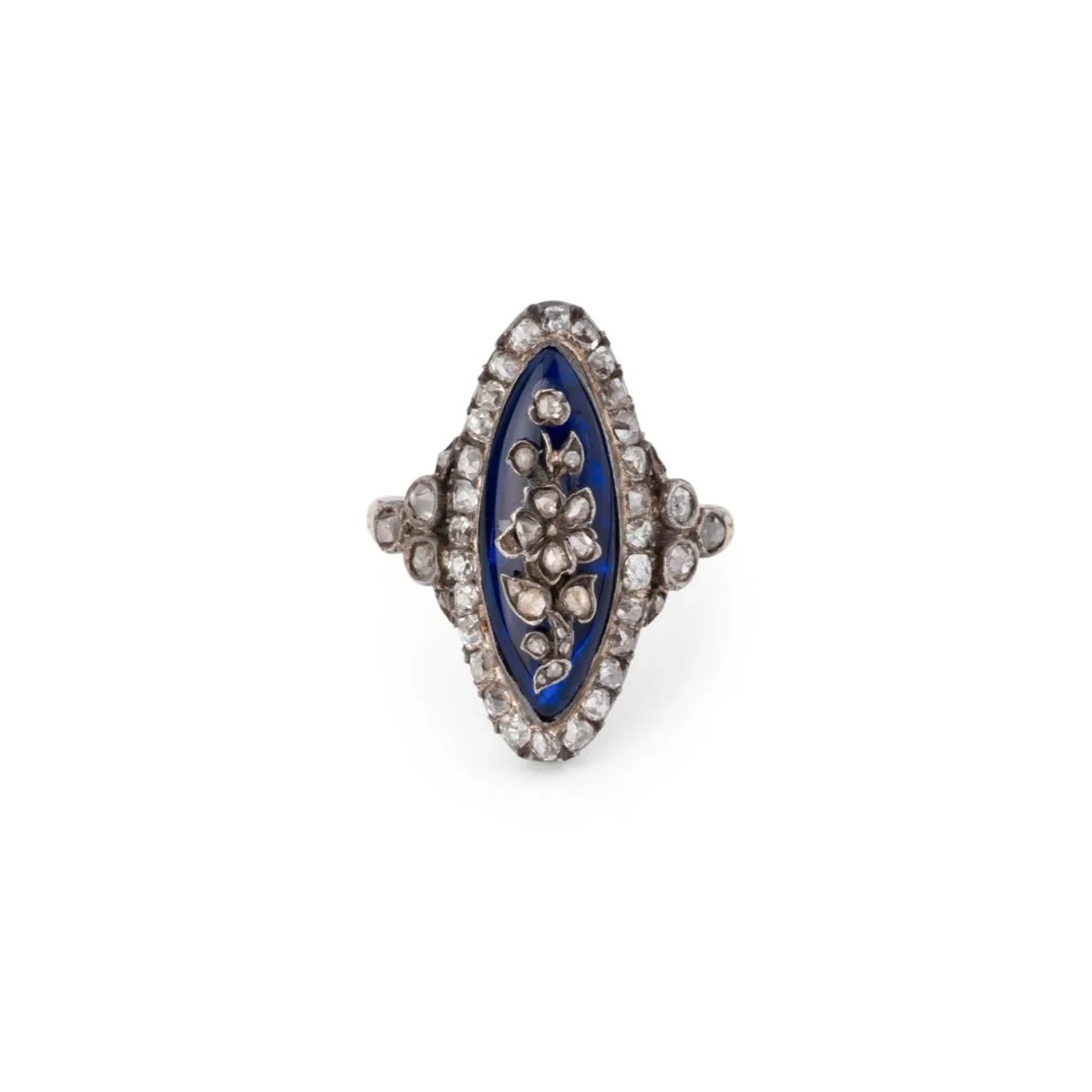 Bague Marquise en or jaune et diamants - Image 3