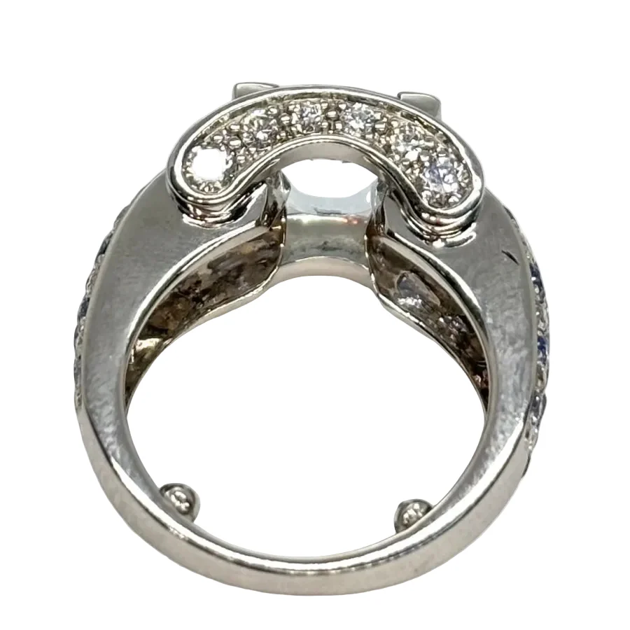 Bague Tank MAUBOUSSIN "Eternité" en or blanc, aigue-marine, saphirs, et diamants - Image 4