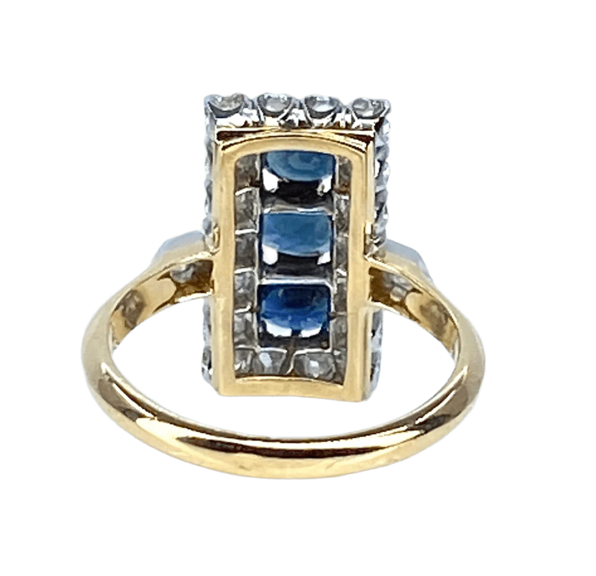 Bague en or jaune, saphirs et diamants - Image 4