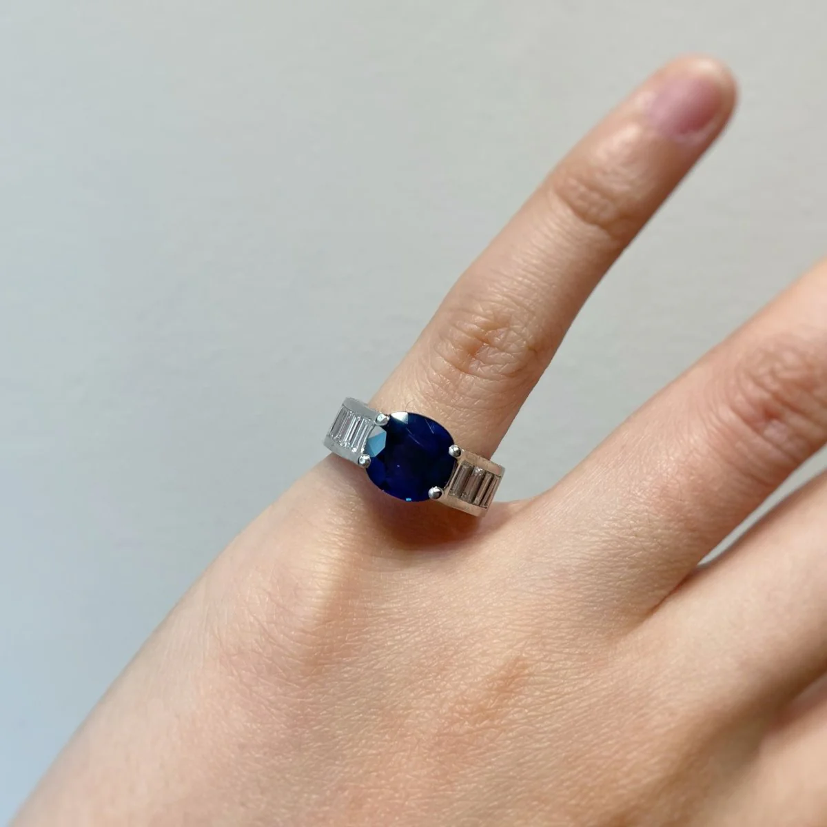 Bague - Platine, Saphir & Diamants - Image 5