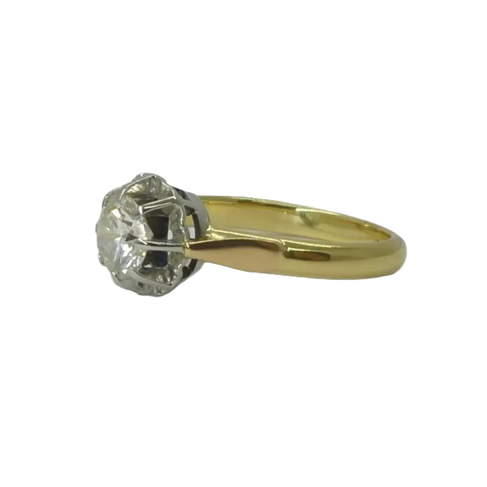 Bague Solitaire en or jaune, or blanc, et diamants - Image 4