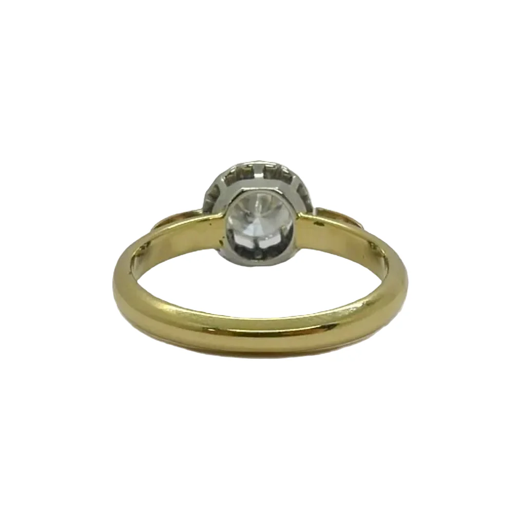 Bague Solitaire en or jaune, or blanc, et diamants - Image 5
