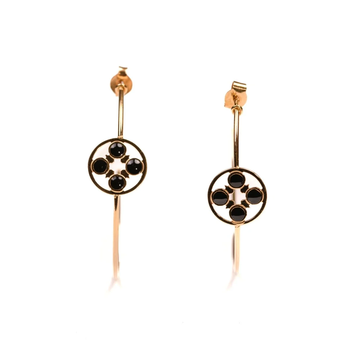 Boucles d'oreilles Créoles en or jaune et onyx