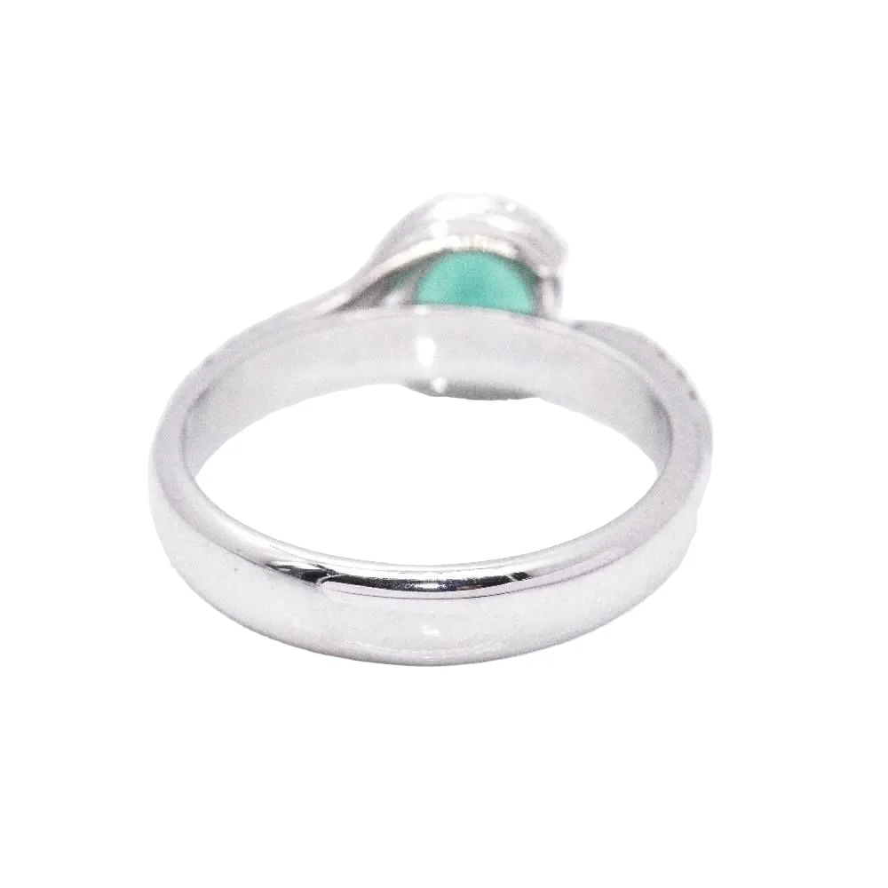 Bague Solitaire en or blanc, émeraude et diamant - Image 2