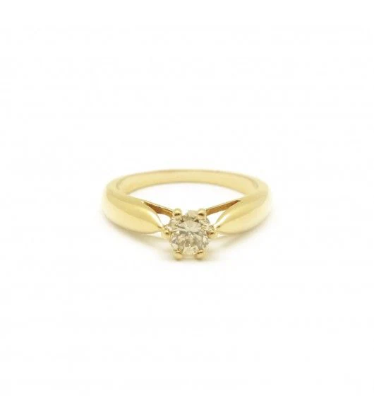 Bague Solitaire en or jaune et diamants