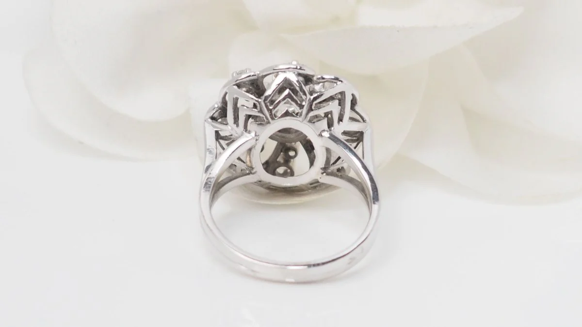 Bague marguerite en or blanc platine et diamants - Image 7