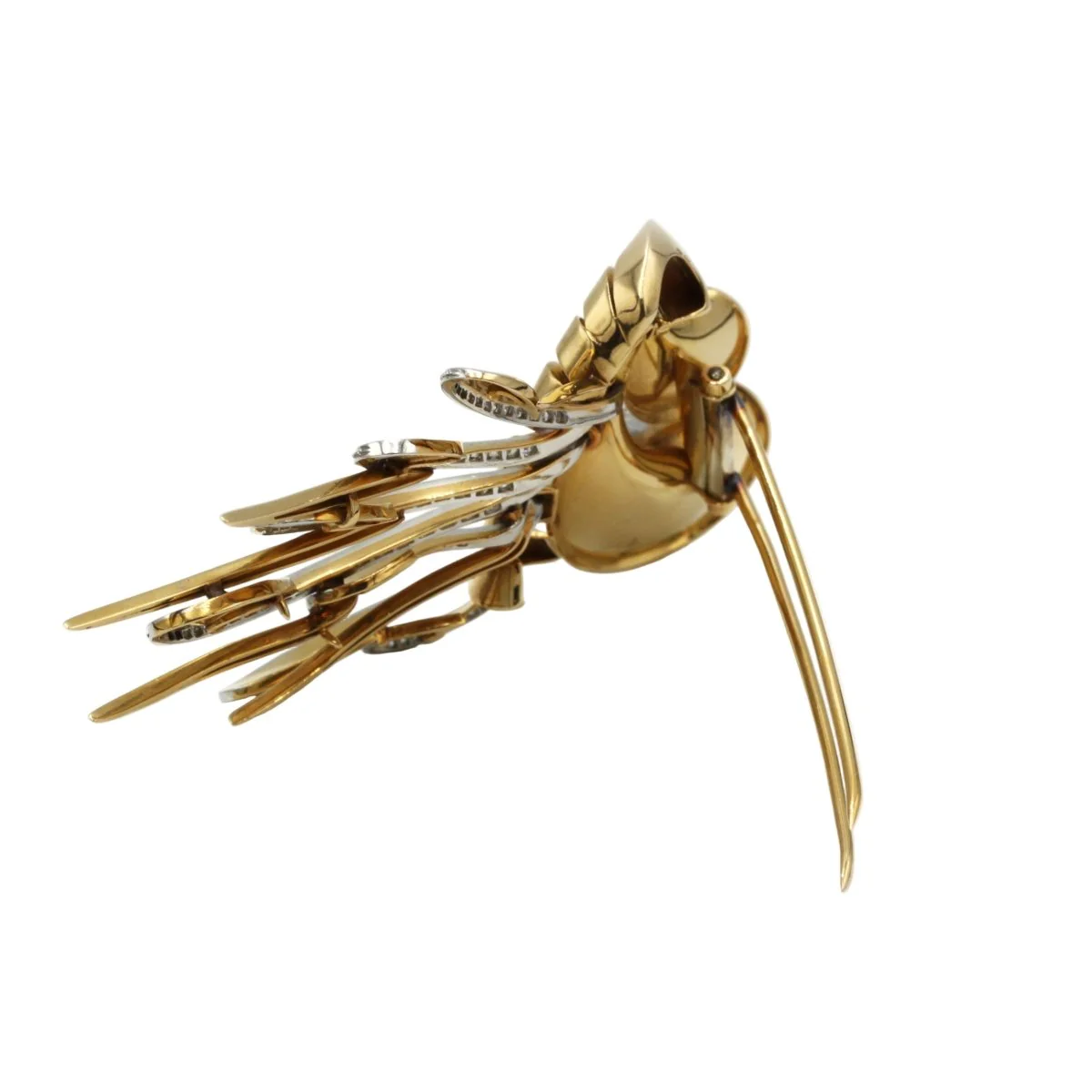Broche Barrette en or jaune, platine et diamants - Image 4