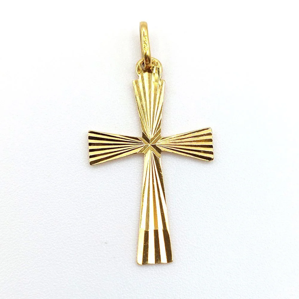 Pendentif croix rayonnant or 18k