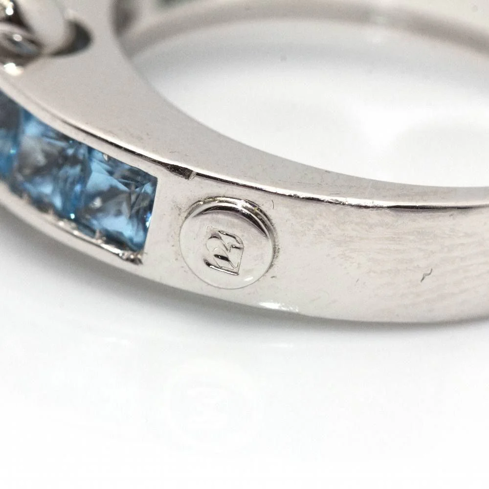Bague en or blanc, topazes et diamants d'occasion - Image 5