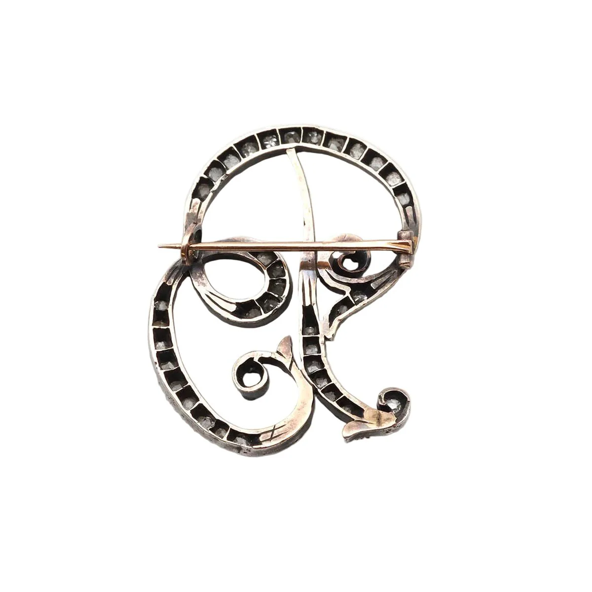 Broche Épingle en or jaune, argent et diamants - Image 3