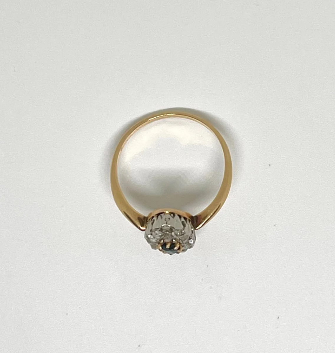 Bague marquise vintage saphir et diamants taille rose - Image 2