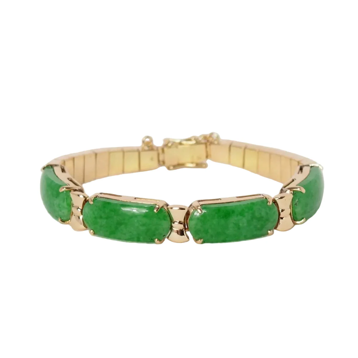Bracelet vintage en or jaune, jade et diamants