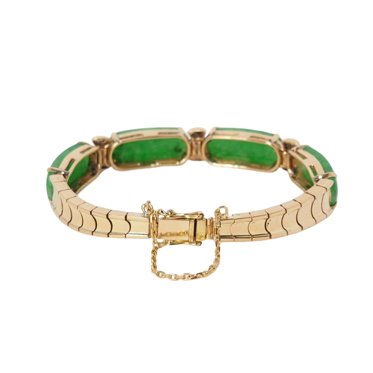Bracelet vintage en or jaune, jade et diamants - Image 3