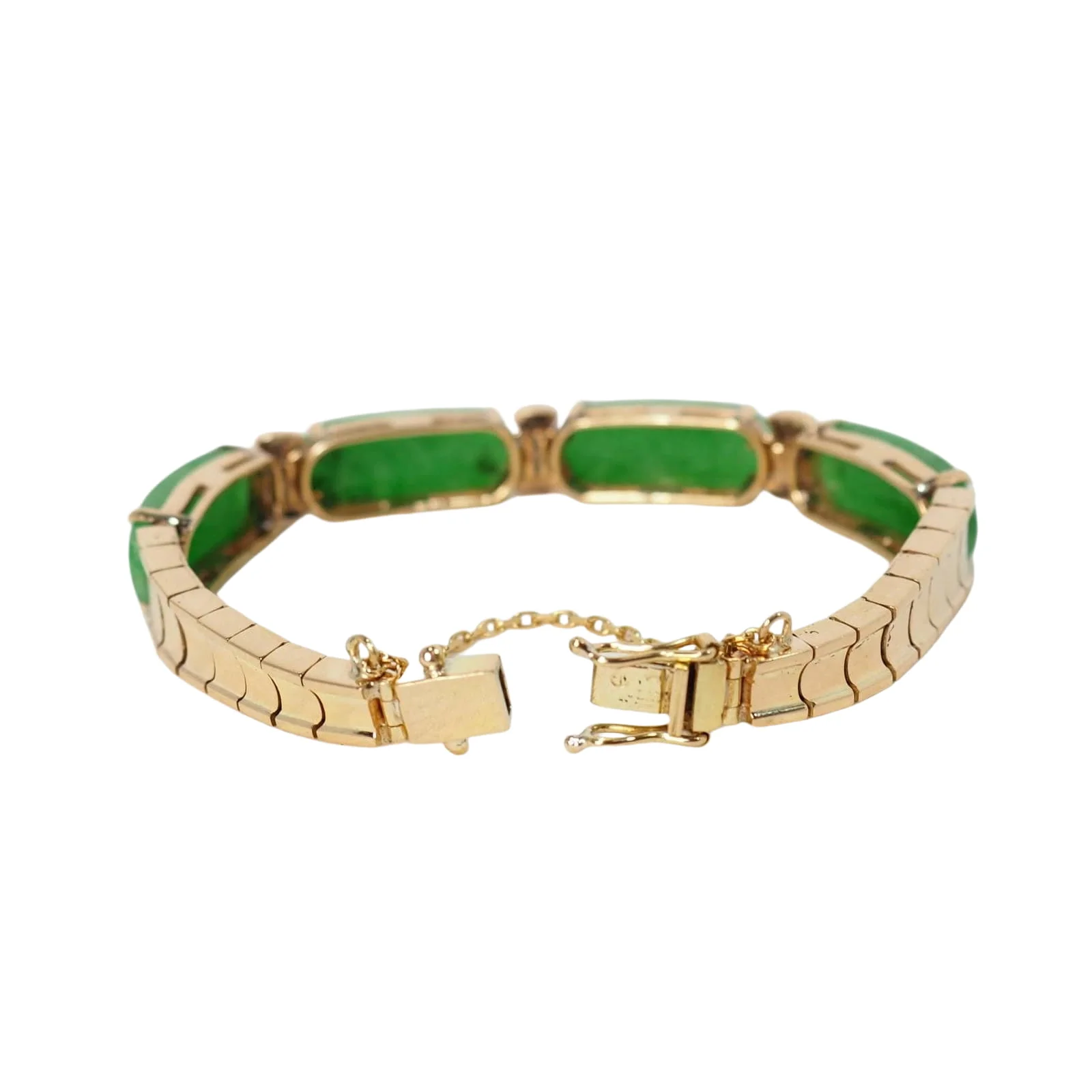 Bracelet vintage en or jaune, jade et diamants - Image 4