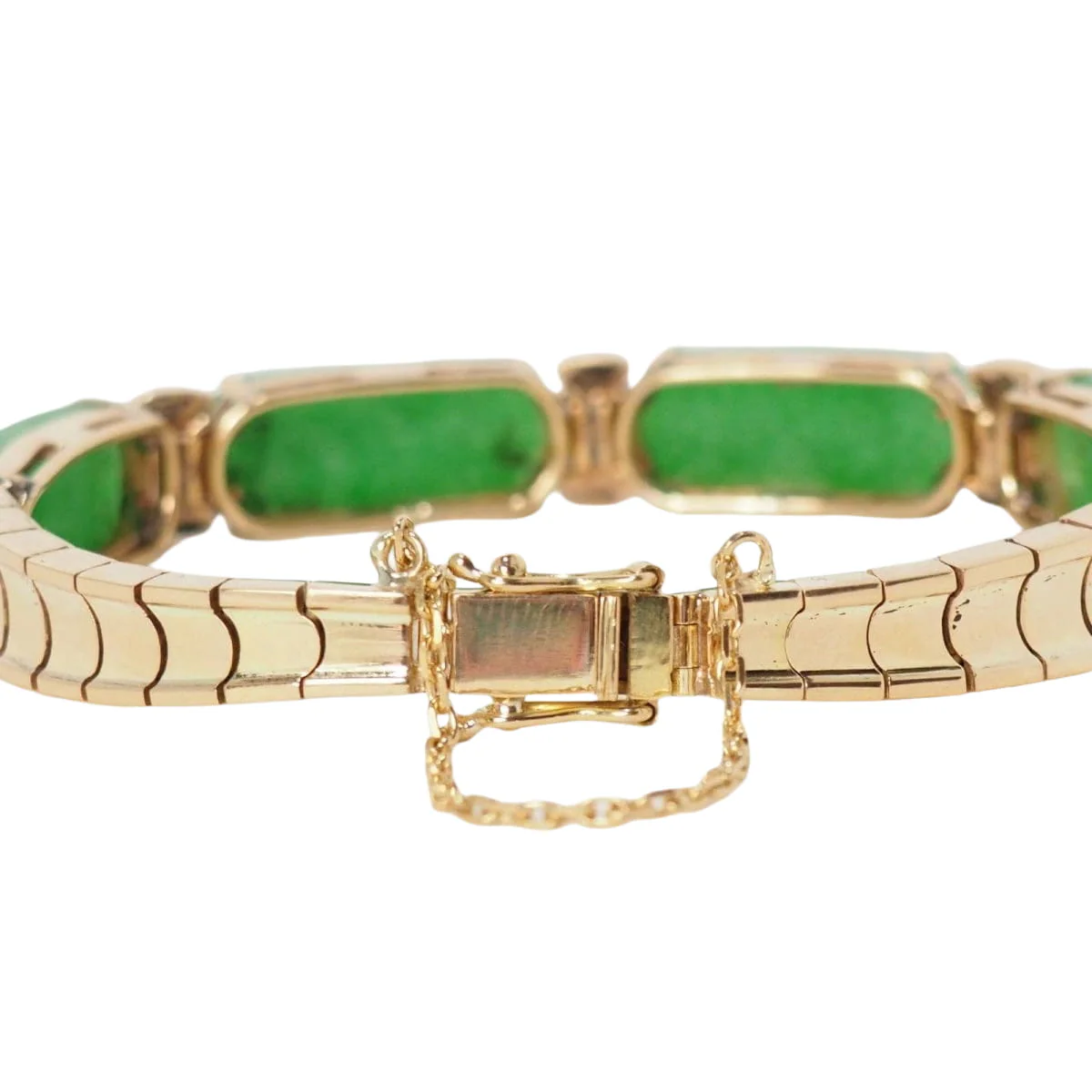 Bracelet vintage en or jaune, jade et diamants - Image 5